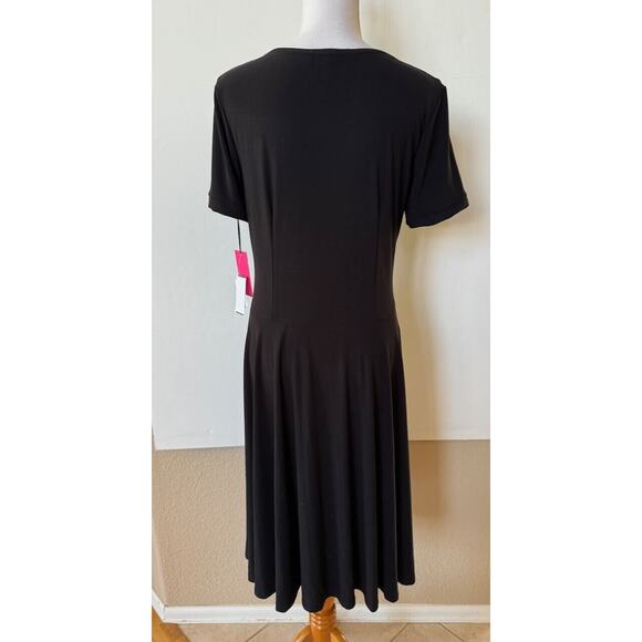 NTW Melissa Masse Made to Measure Short Sleeve Black Dress Sz M Fit and Flare - Picture 3 of 9